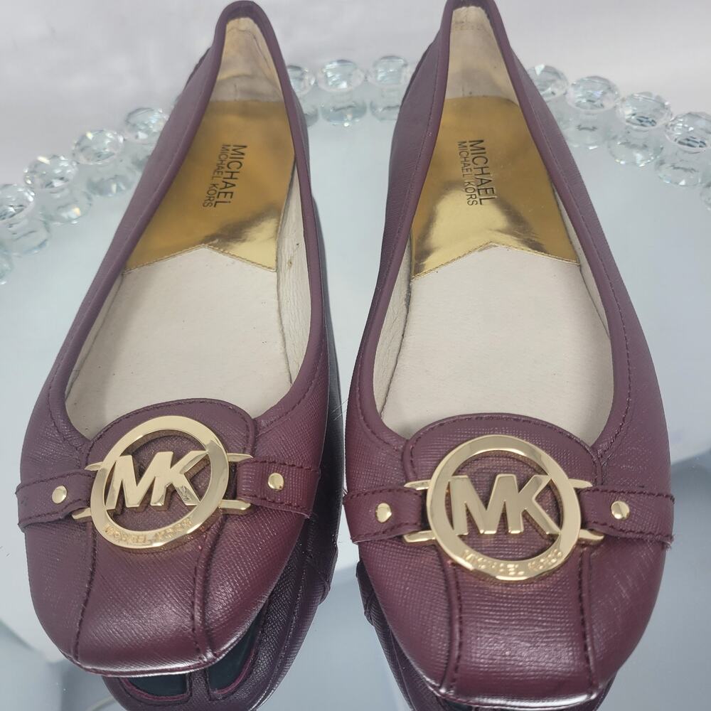 Michael Kors FULTON MOC Shoes Slip On Ballet Shoes Flats Sz 8.5 Burgundy Wine - Picture 2 of 8